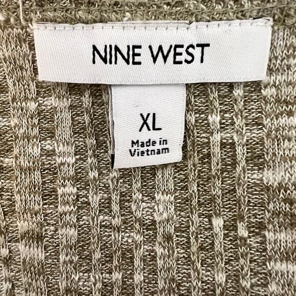 Nine West Womens Duster Length Cardigan Size XL Sable Beige Ribbed Knit Pockets - Picture 5 of 7